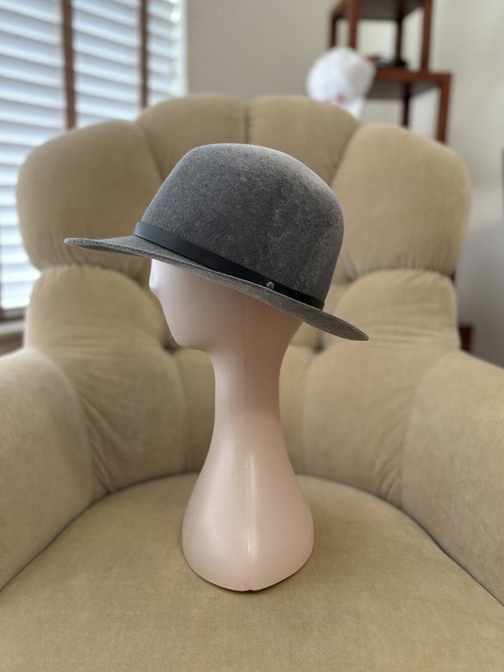 Auth RAG & BONE Iconic Woman's Slate Gray Wool Brim Fedora Hat